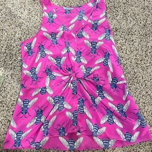 LiefNotes (Anthropologie) Pink Silk Bee Tank